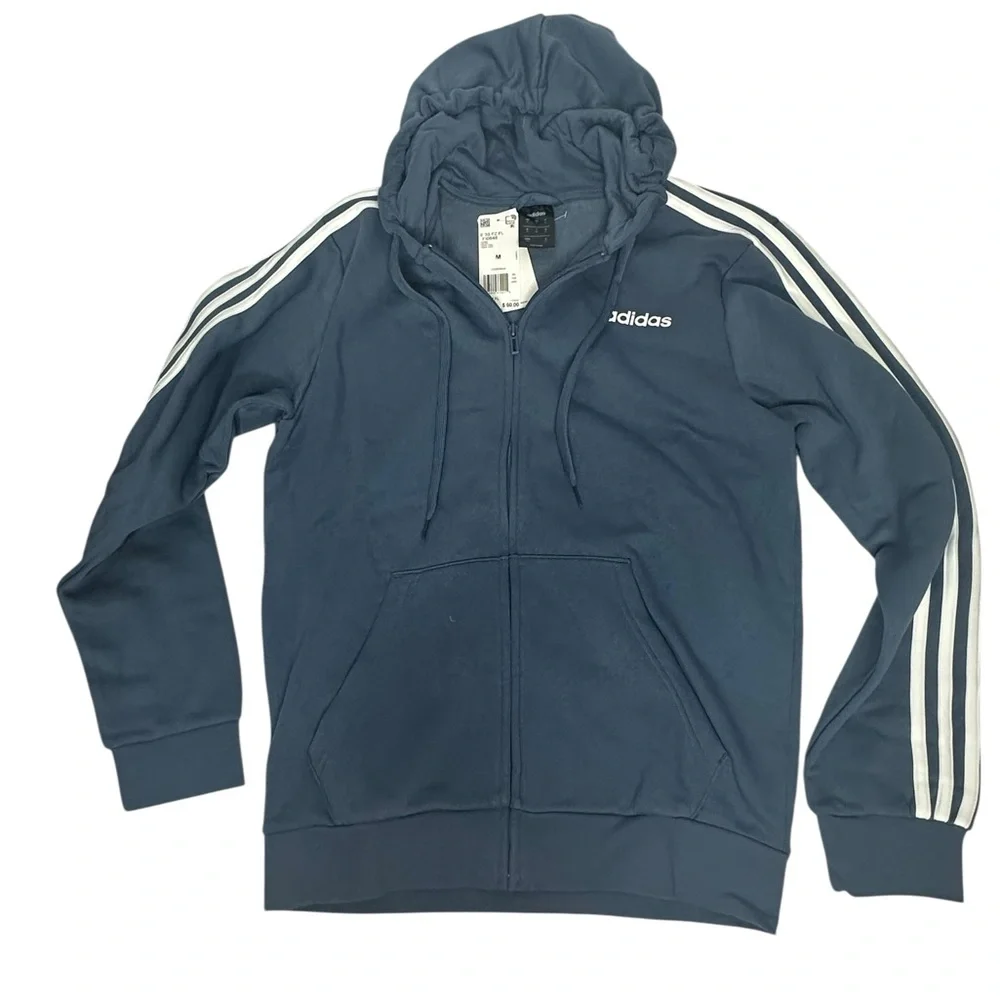 NWT Men’s Adidas Essentials 3 Stripe Zip Up Hoodie m